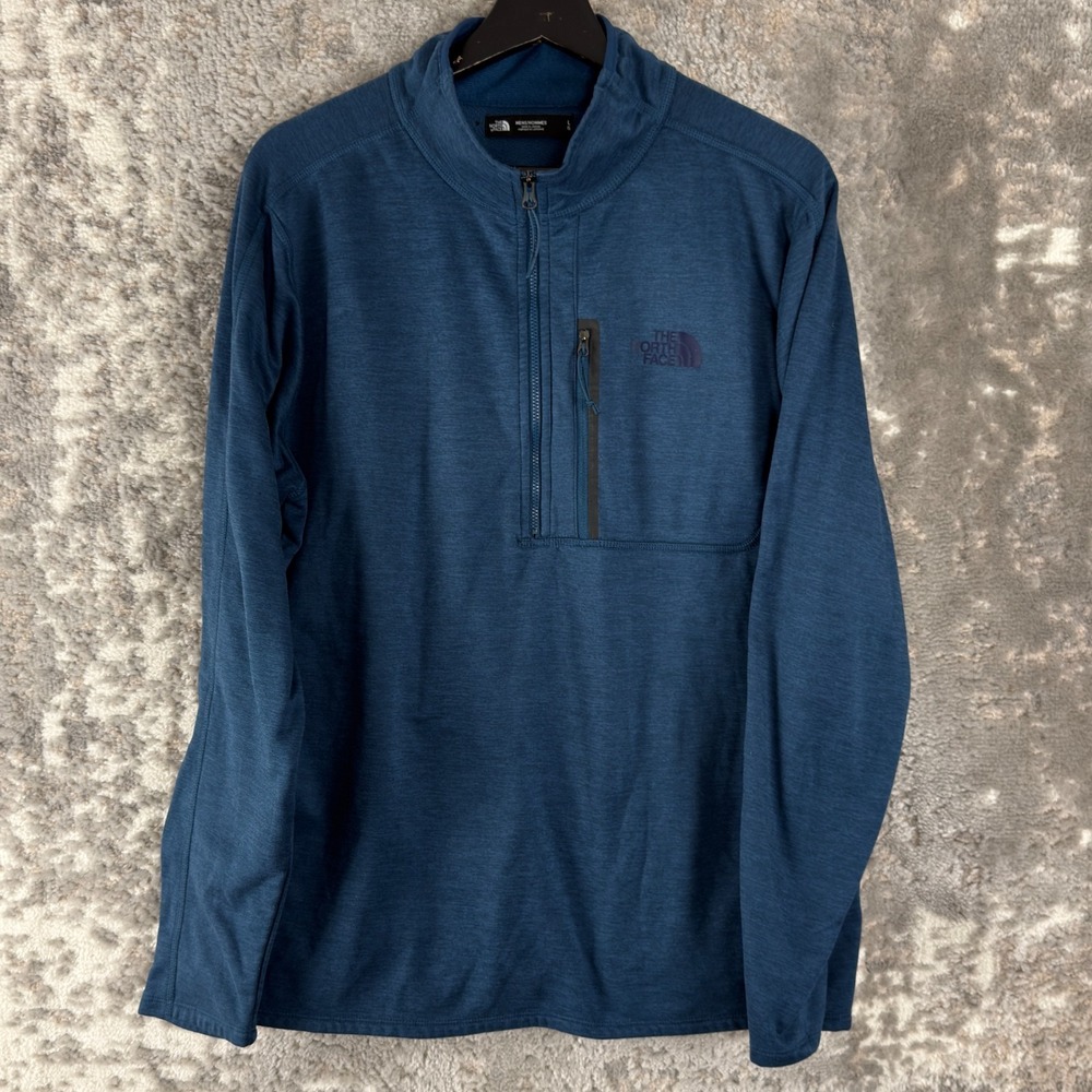 The North Face Size L Mock Neck Minimalist Sweater Navy Long‎ Sleeve 1/4 Zip